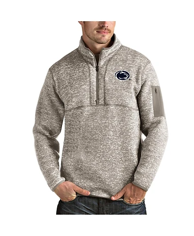 Antigua Men's Oatmeal Penn State Nittany Lions Fortune Half-Zip Pullover Jacket