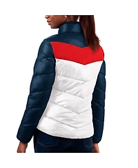 G-iii 4Her by Carl Banks Women's White/Navy New England Patriots Star Quilted Full-Zip Jacket