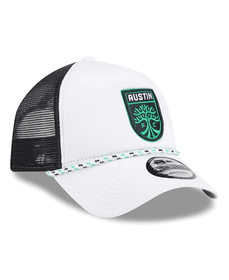 New Era Men's White/Black Austin Fc Court Sport Foam A-Frame 9FORTY Adjustable Trucker Hat