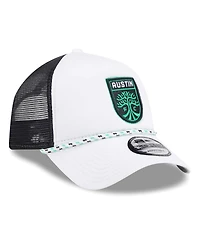 New Era Men's White/Black Austin Fc Court Sport Foam A-Frame 9FORTY Adjustable Trucker Hat