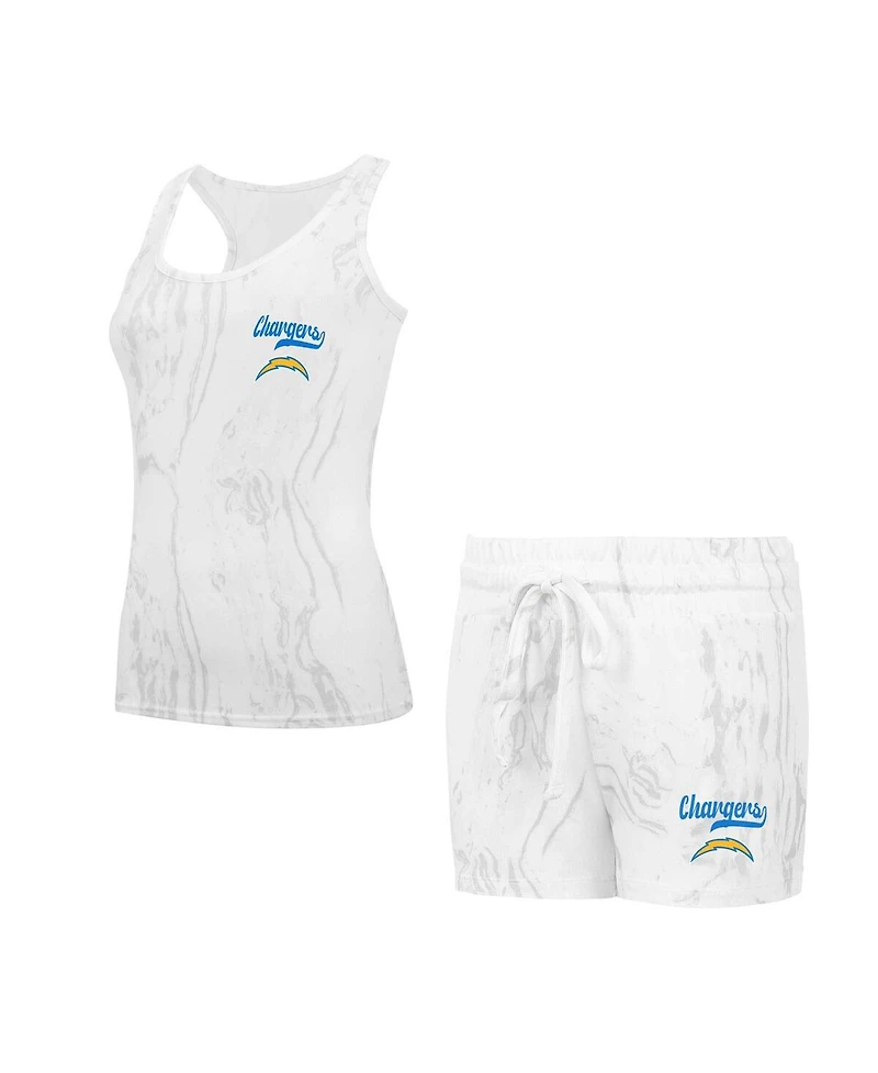 Concepts Sport Women's Los Angeles Chargers Quartz Hacci Knit Tank Top and Shorts Sleep Set