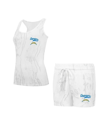 Concepts Sport Women's Los Angeles Chargers Quartz Hacci Knit Tank Top and Shorts Sleep Set