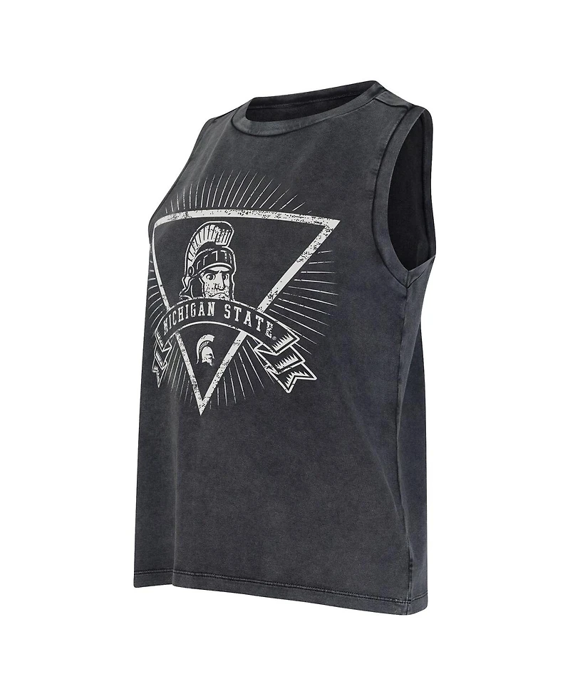 Concepts Sport Women's Charcoal Michigan State Spartans Distressed Market French Terry Tank Top
