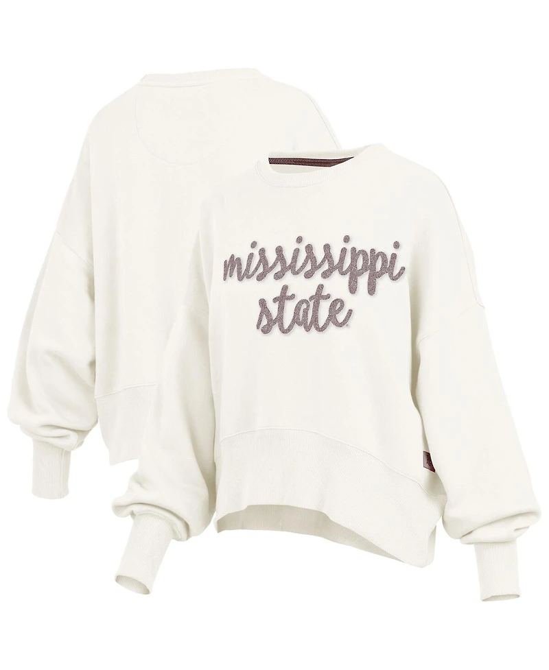 Pressbox Women's Cream Mississippi State Bulldogs Chelsea Oversized Pullover Sweatshirt