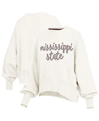 Pressbox Women's Cream Mississippi State Bulldogs Chelsea Oversized Pullover Sweatshirt