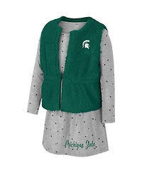 Colosseum Girls Toddler Green Michigan State Spartans Meowing Vest Dress Set