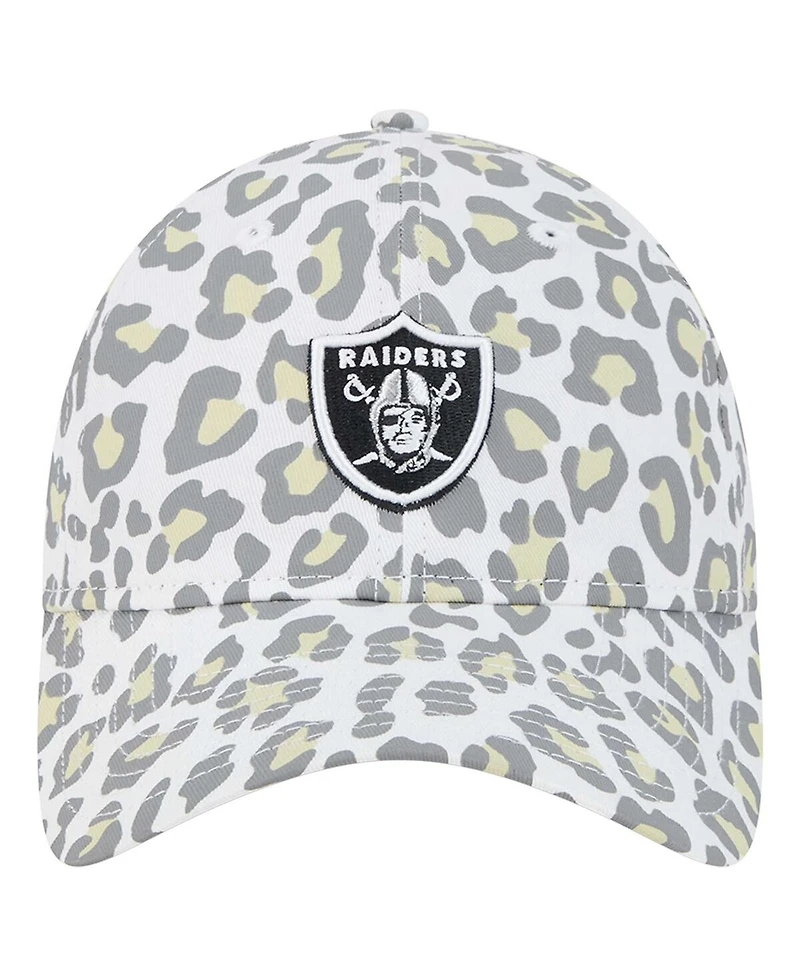 New Era Big Girls White Las Vegas Raiders Active Leopard 9TWENTY Adjustable Hat