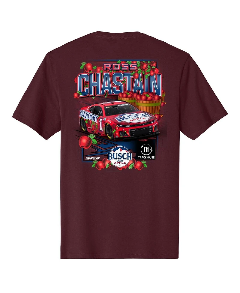 Trackhouse Racing Team Collection Men's Maroon Ross Chastain Busch Light Apple Car T-Shirt
