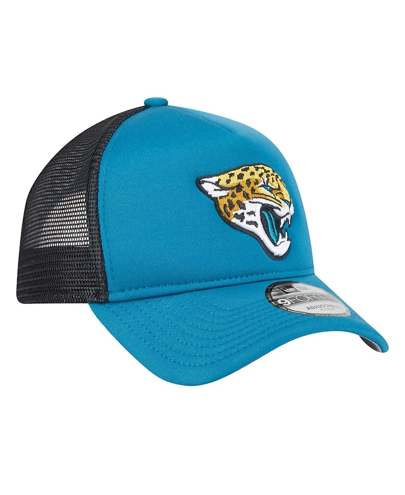 New Era Big Boys and Girls Teal Jacksonville Jaguars A-Frame 9FORTY Trucker Adjustable Hat