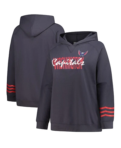 Fanatics Women's Charcoal Washington Capitals Plus Lightweight Fleece Raglan Pullover Hoodie