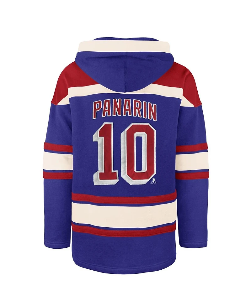 '47 Brand Men's Artemi Panarin Royal New York Rangers Big Tall Lace-up Pullover Hoodie