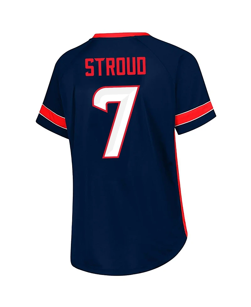 Fanatics Women's C.j. Stroud Navy Houston Texans Plus Name Number Lace-Up T-Shirt