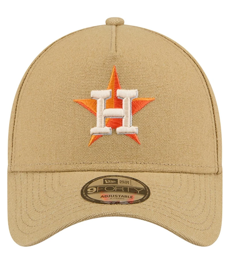 New Era Men's Khaki Houston Astros Logo Essentials 9FORTY A-Frame Adjustable Hat