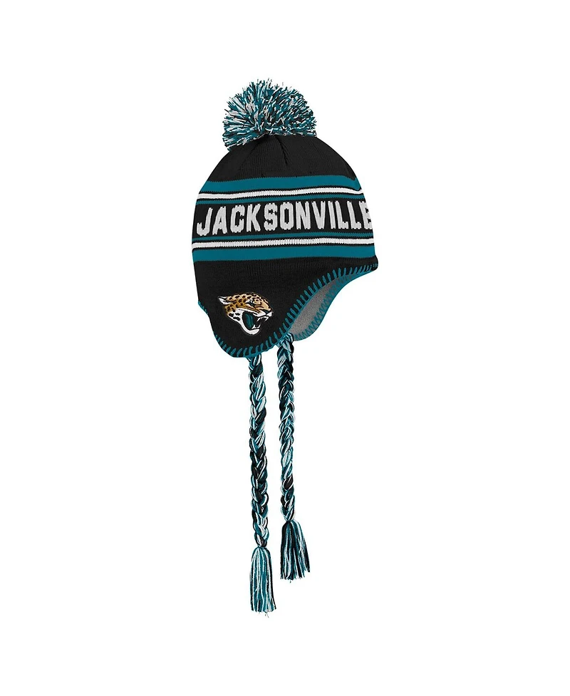 Outerstuff Big Boys and Girls Teal Jacksonville Jaguars Jacquard Tassel Knit with Pom Hat