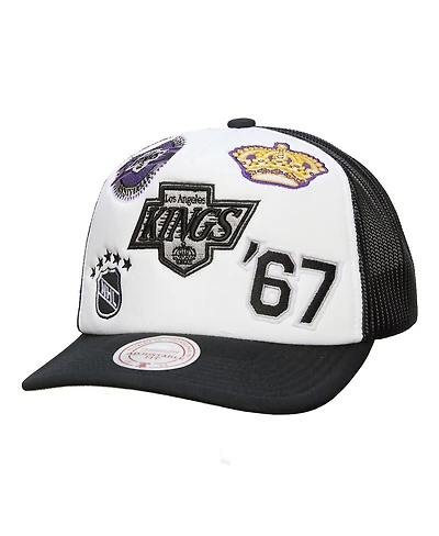 Mitchell & Ness Men's White/Black Los Angeles Kings Gridlock Trucker Adjustable Hat