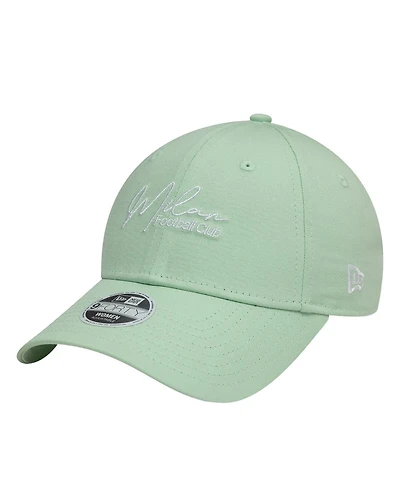 New Era Women's Light Green Ac Milan Script 9FORTY Adjustable Hat