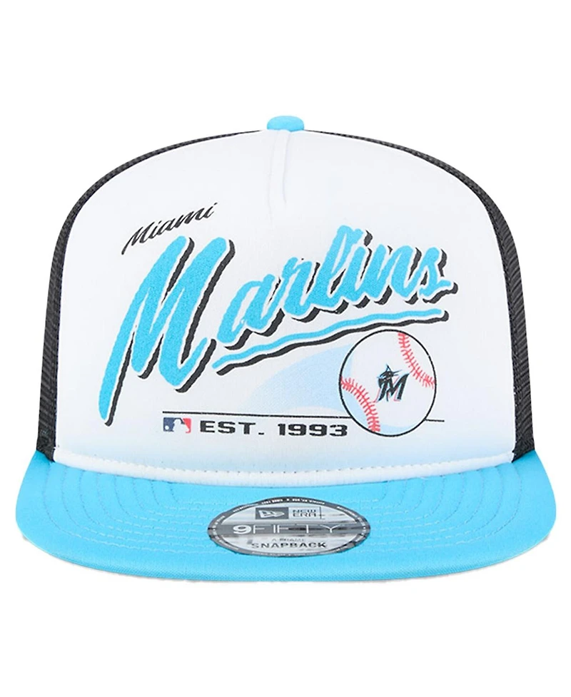 New Era Big Boys and Girls White Miami Marlins Retro 9FIFTY Snapback Hat