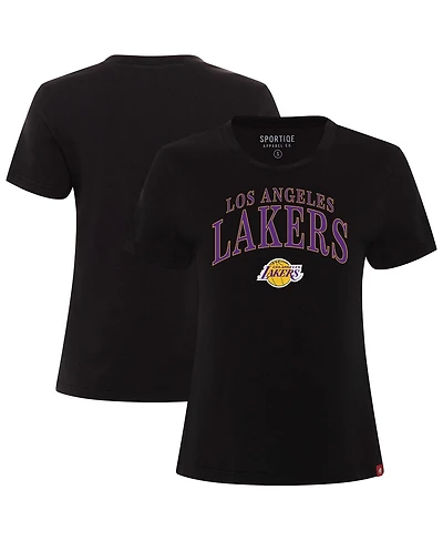 Sportiqe Women's Black Los Angeles Lakers Arcadia Boxy T-Shirt