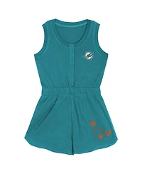 Outerstuff Girls Toddler Aqua Miami Dolphins Super Girl Romper