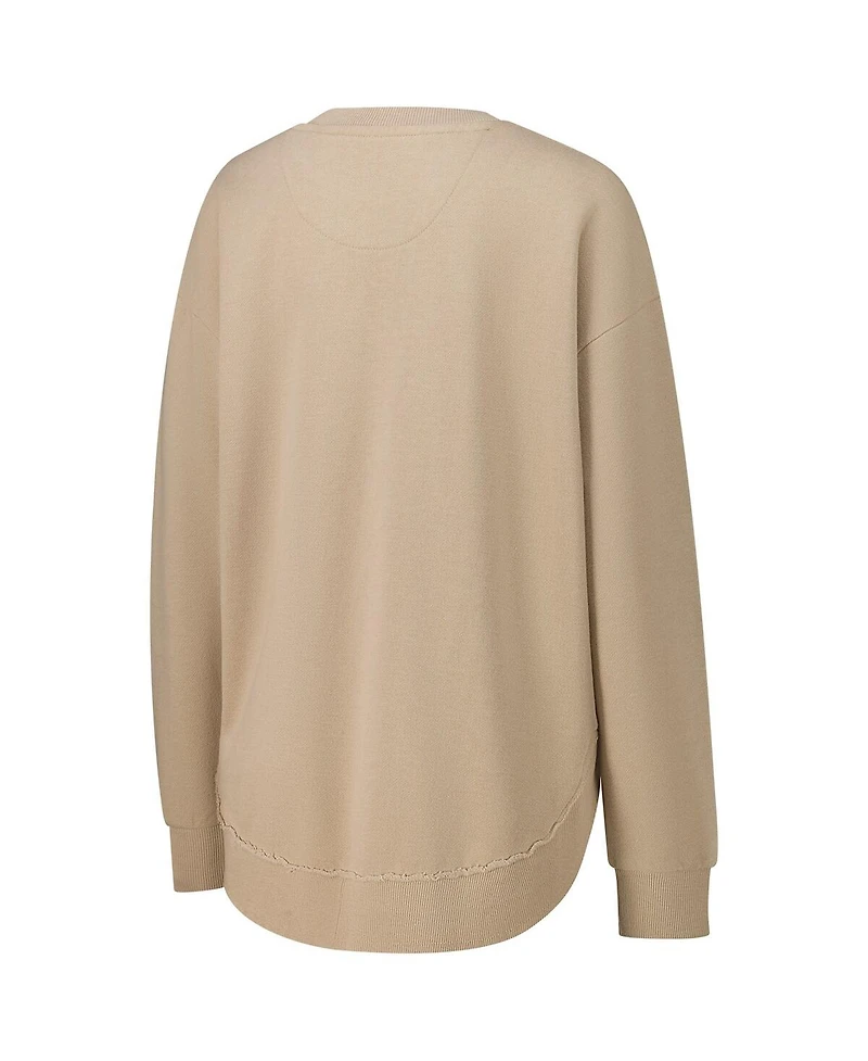 Pressbox Women's Tan Michigan Wolverines Poncho Fleece Pullover Sweatshirt