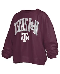 Pressbox Women's Maroon Texas A&M Aggies Janise Arch Over Logo Waist Length Oversized Pullover Sweatshirt