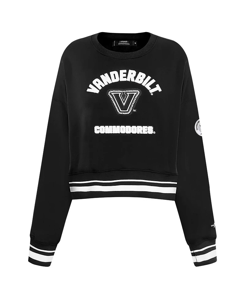 Pro Standard Women's Black Vanderbilt Commodores Cultivated-Pearl Cropped Pullover Sweatshirt