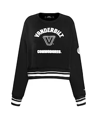 Pro Standard Women's Black Vanderbilt Commodores Cultivated-Pearl Cropped Pullover Sweatshirt