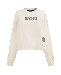 Pro Standard Women's Cream Florida A&M Rattlers French Terry Boxy Cropped Pullover Crewneck Top