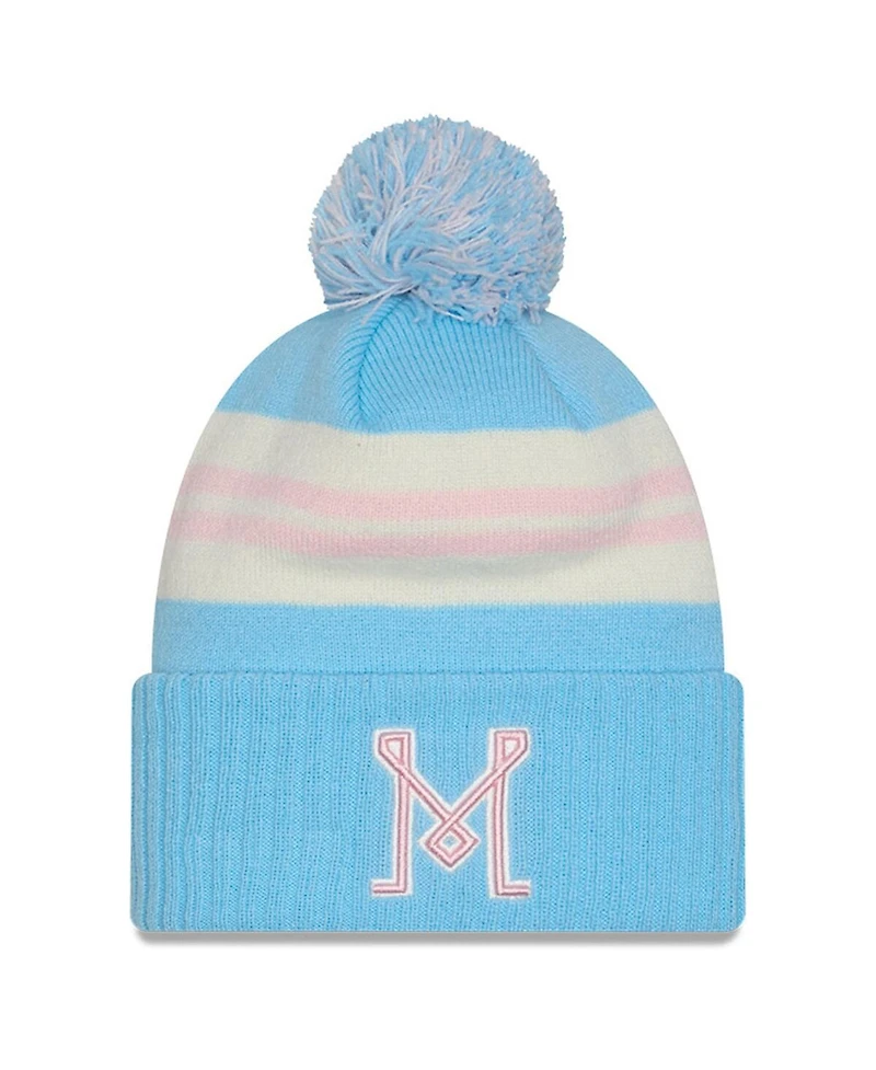 New Era Men's Light Blue Inter Miami Cf 2025 Jersey Hook Cuffed Knit with Pom Hat