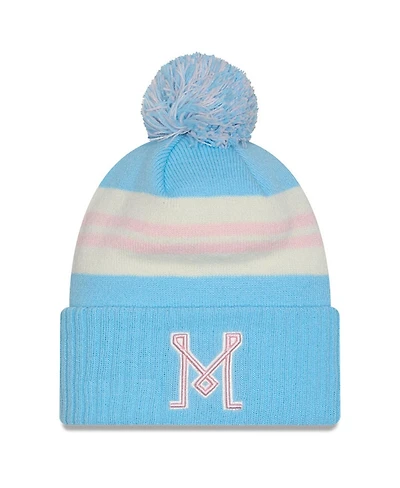New Era Men's Light Blue Inter Miami Cf 2025 Jersey Hook Cuffed Knit with Pom Hat