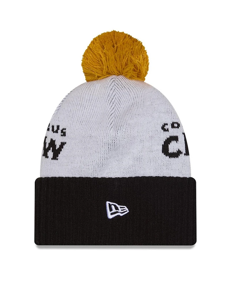 New Era Men's White Columbus Crew 2025 Jersey Hook Cuffed Knit with Pom Hat
