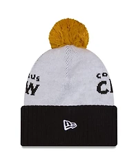 New Era Men's White Columbus Crew 2025 Jersey Hook Cuffed Knit with Pom Hat