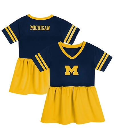 Outerstuff Girls Preschool Navy/Maize Michigan Wolverines Stadium Lights Fashion Jersey Dress
