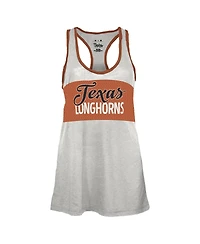 Pressbox Women's White/Burnt Orange Texas Longhorns Tracy Racerback Burnout Tank Top