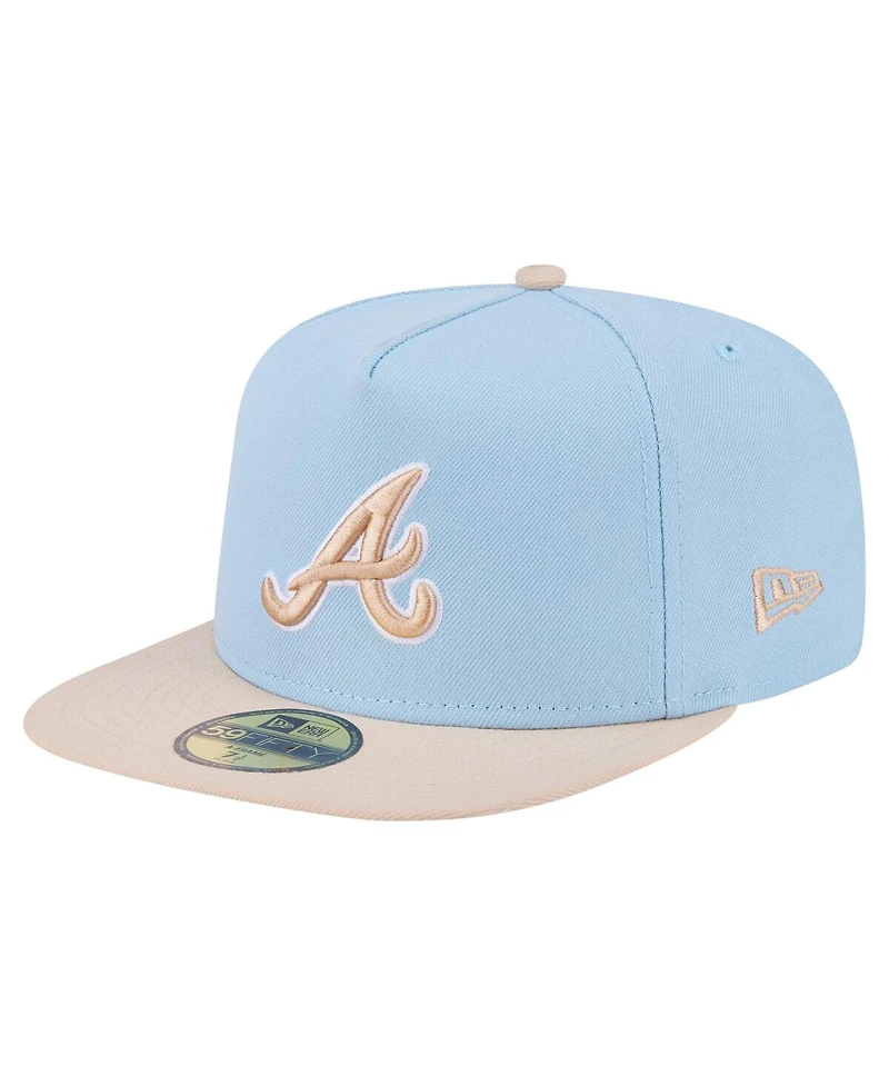 New Era Men's Light Blue/Cream Atlanta Braves Two-Tone Color Pack A-Frame 59FIFTY Fitted Hat