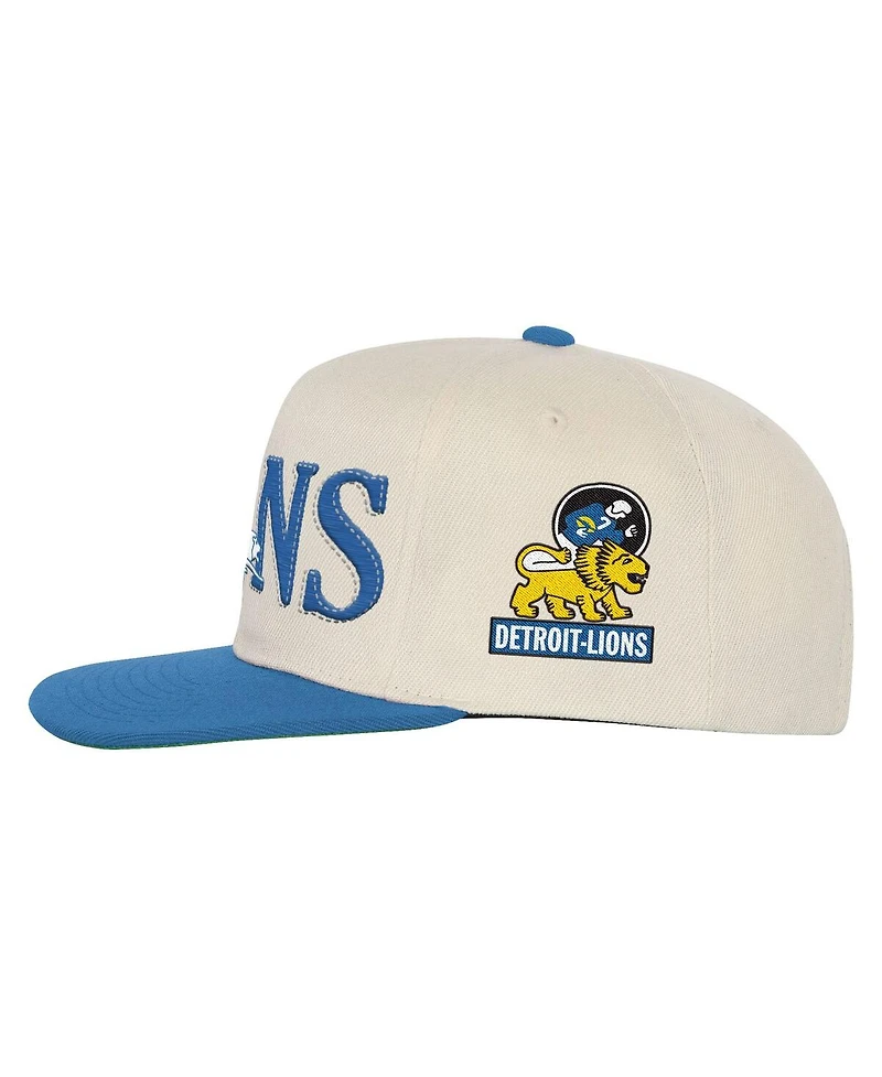 Mitchell & Ness Big Boys and Girls Cream/Blue Detroit Lions Across the Board Vintage Snapback Hat