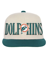 Mitchell & Ness Big Boys and Girls Cream/Aqua Miami Dolphins Across the Board Vintage Snapback Hat