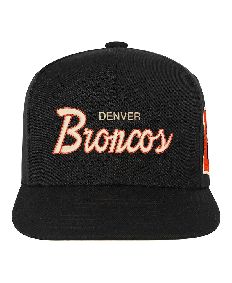 Mitchell & Ness Big Boys and Girls Black Denver Broncos Cream Team Script Snapback Hat