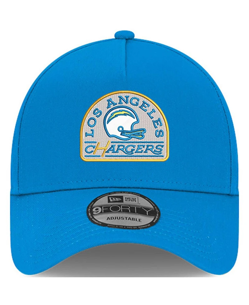 New Era Men's Powder Blue Los Angeles Chargers Charger Power A-Frame 9FORTY Trucker Adjustable Hat
