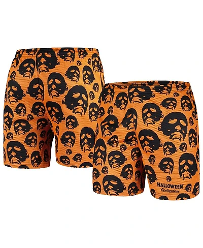 Contenders Clothing Men's Orange Halloween Mask Off Mesh Active Shorts