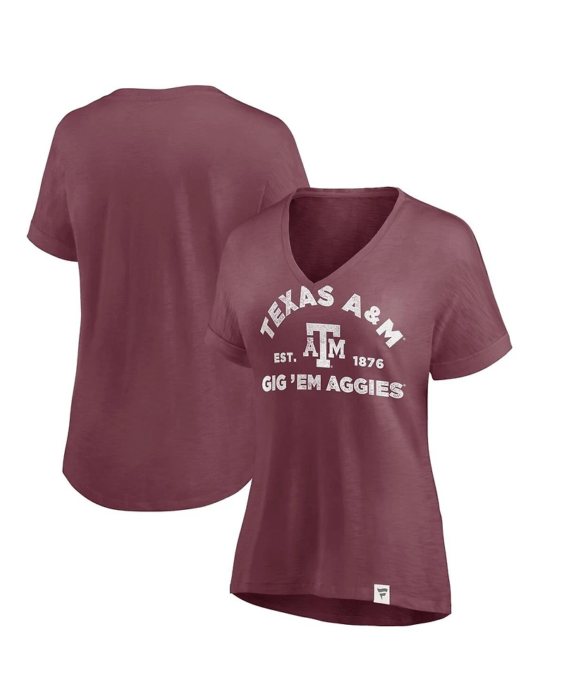 Fanatics Women's Maroon Texas A&M Aggies True Classics Slub Flowy V-Neck T-Shirt