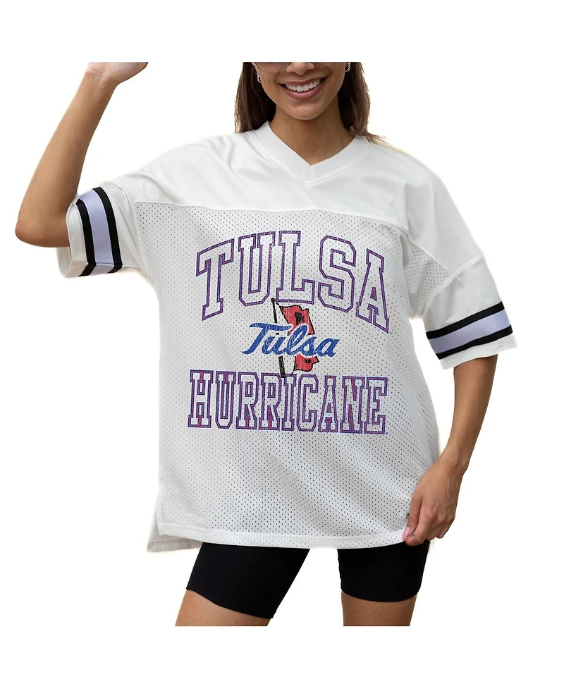 Gameday Couture Women's White Tulsa Golden Hurricane Iconic Oversized Fashion Jersey