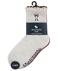 abercrombie kids Girls 3-Pack Half-Crew Lettuce Socks