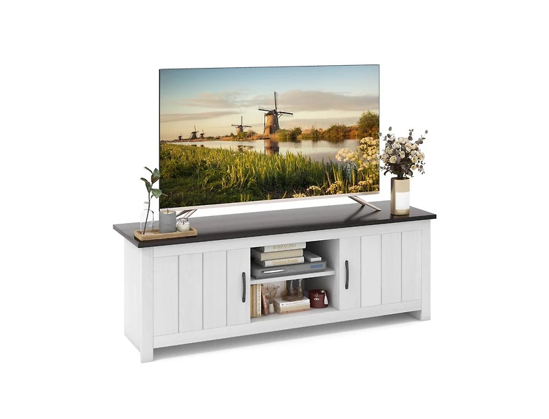 Slickblue Tv Stand with 2 Cabinets and Open Shelves for TVs up to 65 Inch