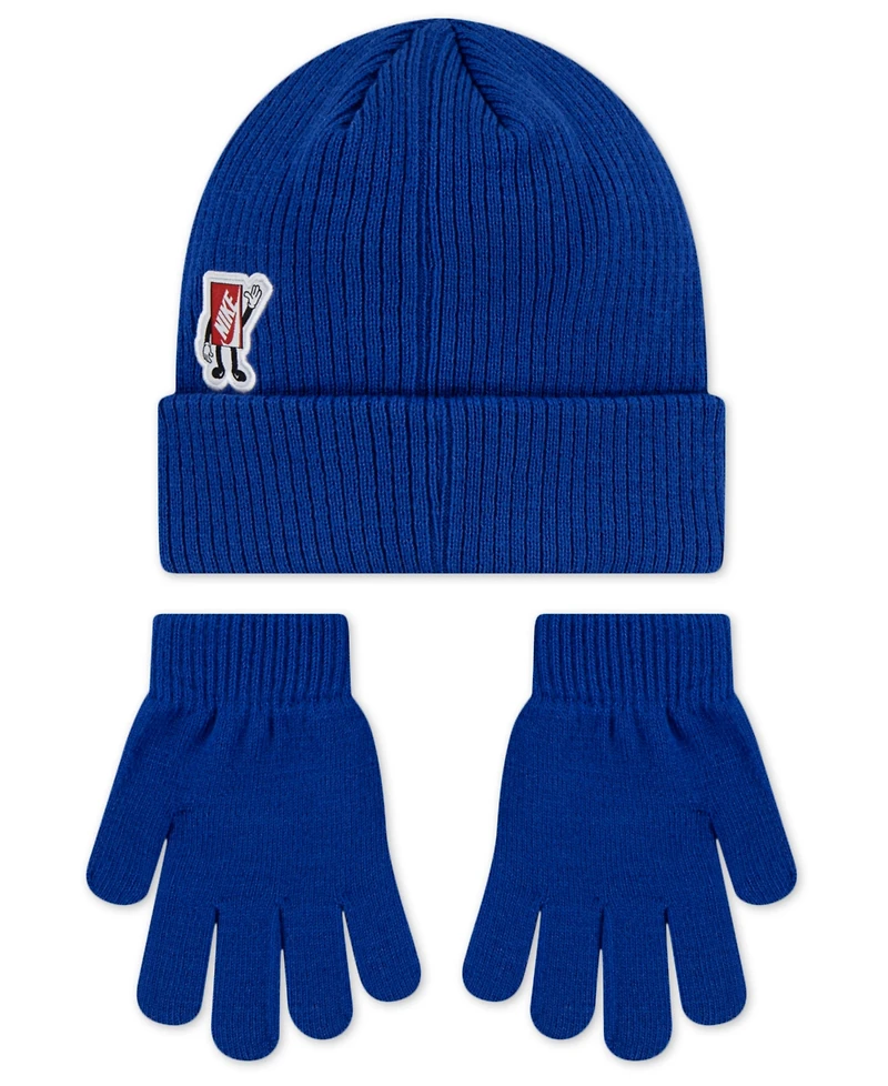 Nike Big Kids 2-Piece Patch Peak Beanie and Gloves Set