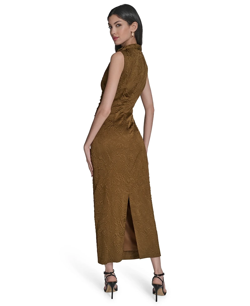 Vince Camuto Novelty Knit High Cowl Neck Ruche Waist Bodycon Dress