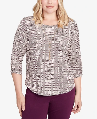 Alfred Dunner Petite Textured Shimmer Space Dye Top