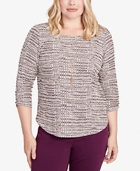 Alfred Dunner Petite Textured Shimmer Space Dye Top