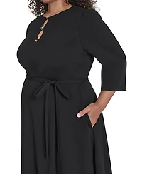 Jessica Howard Plus Jewel Neck Fit and Flare Dress