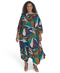 Jessica Howard Plus Dolman Sleeve Jewel Neck Belted Dress